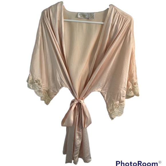 Victoria's Secret Other - Vintage Victoria's Secret Gold Label Sexy Silk Wrap Kimono Robe lace OS 90s Y2